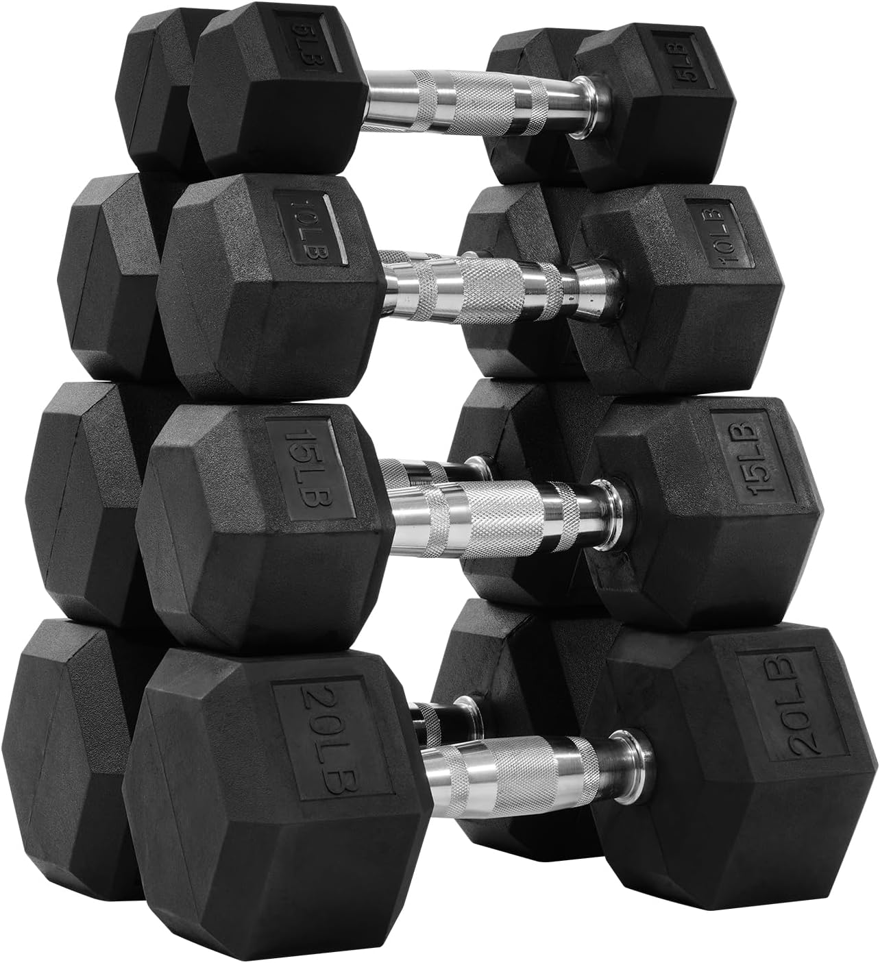 Fitvids Rubber Encased Hex Dumbbell Set for Full Body Workout
