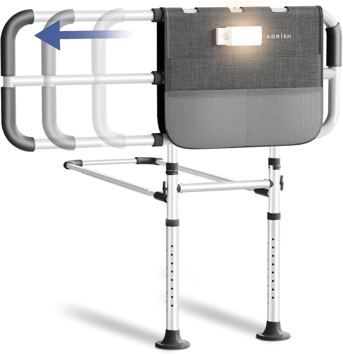 Bed Rails for Elderly Adults with Motion Light & Storage Pouch