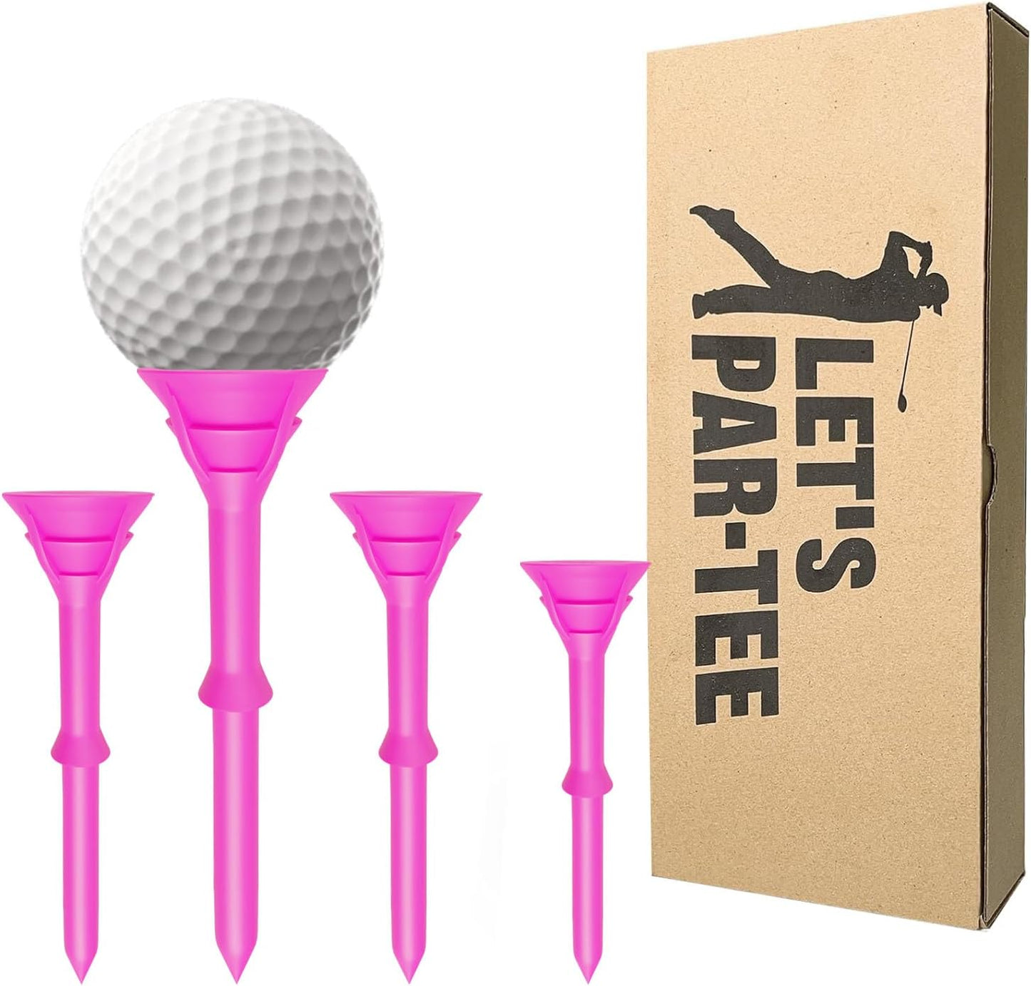 VEASAERS Unbreakable Pink Golf Tees 25-50 Pack - Reduce Friction & Improve Performance!