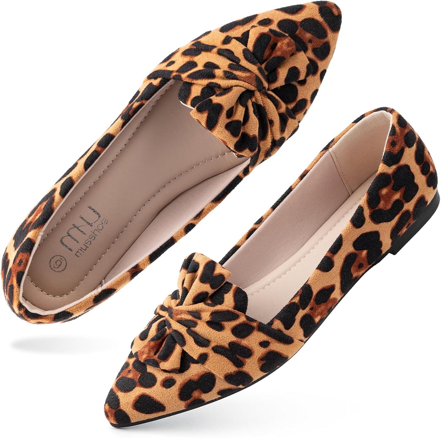 MUSSHOE Women's Dressy Pointed Toe Bowknot Ballet Flats Shoes