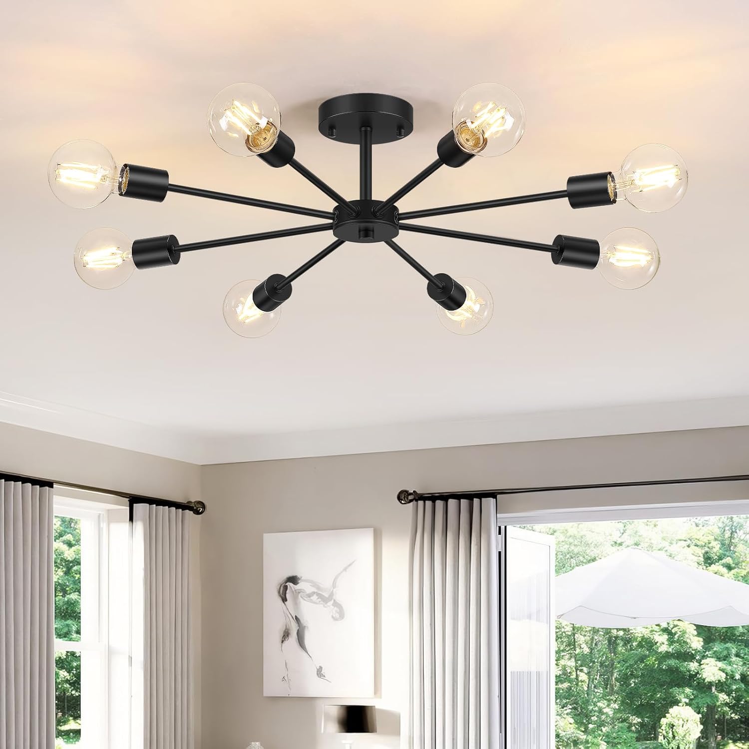 8-Lights Semi Flush Mount Ceiling Light for Modern Spaces