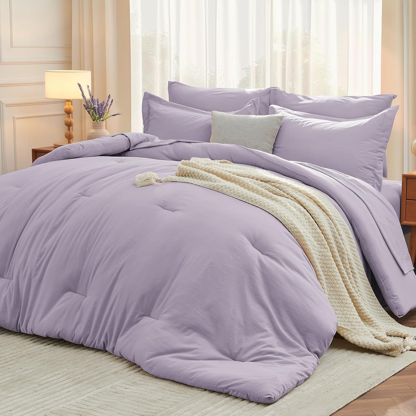 MUXHOMO 7 Pieces Queen Comforter Set for Ultimate Comfort