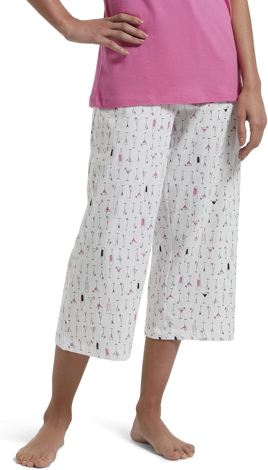 HUE Women's Basic Printed Knit Capri Pajama Sleep Pant Review