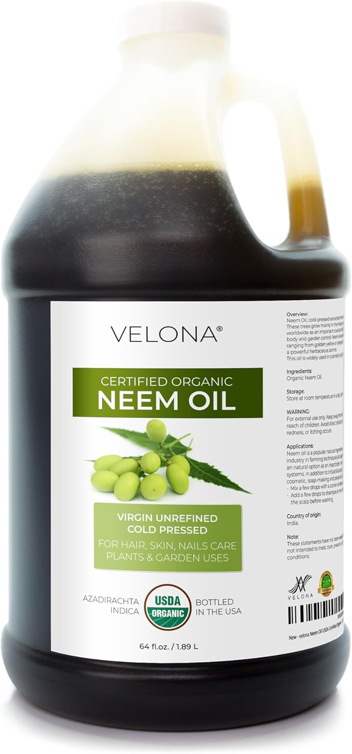 Organic Neem Oil 64 Fl Oz - Pure, Natural Carrier Oil for Skin