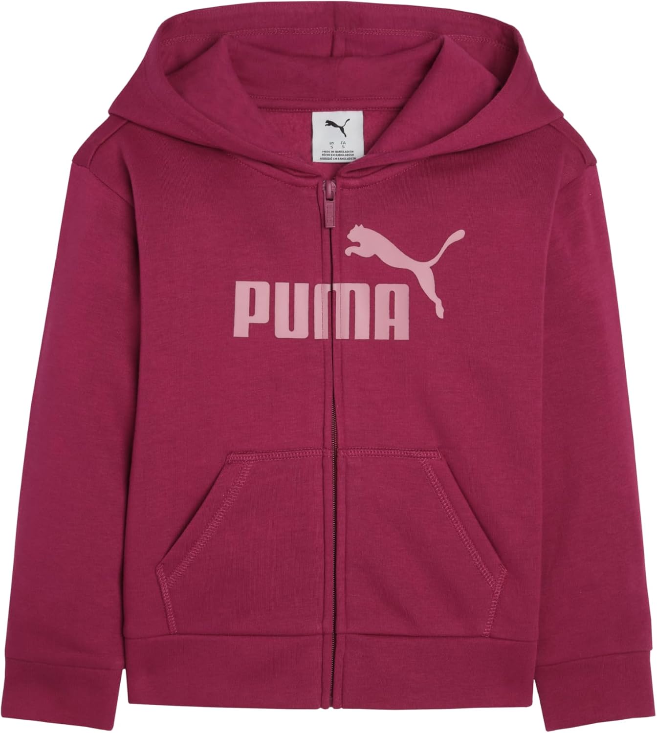 PUMA girls Core Logo Zip Up Hoodie for All-Day Comfort
