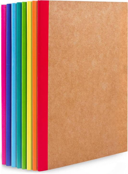 8-Pack Kraft Composition Journals - Colorful & Compact!