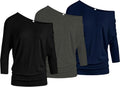 3 Pack Dolman Tops for Women Off The Shoulder Tops - Comfortable