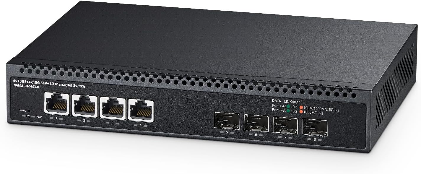 8 Port 10 Gigabit Managed Switch with 160Gbps Bandwidth