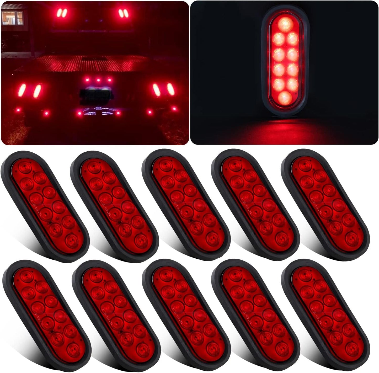 6 Inch Oval LED Trailer Tail Lights for Trucks and Trailers