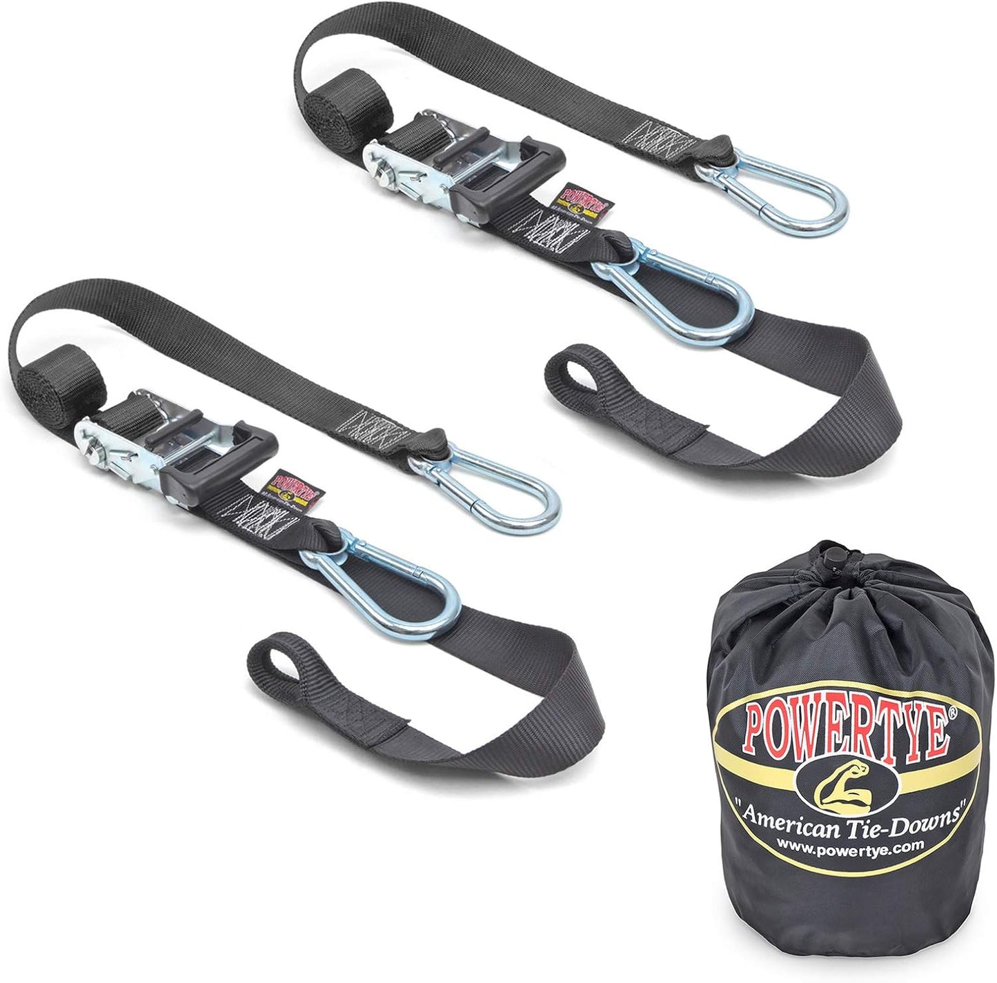 PowerTye Heavy Duty Ratchet Tie Down Straps for Secure Transport