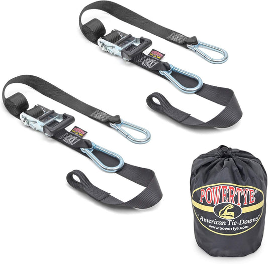 PowerTye Heavy Duty Ratchet Tie Down Straps for Secure Transport