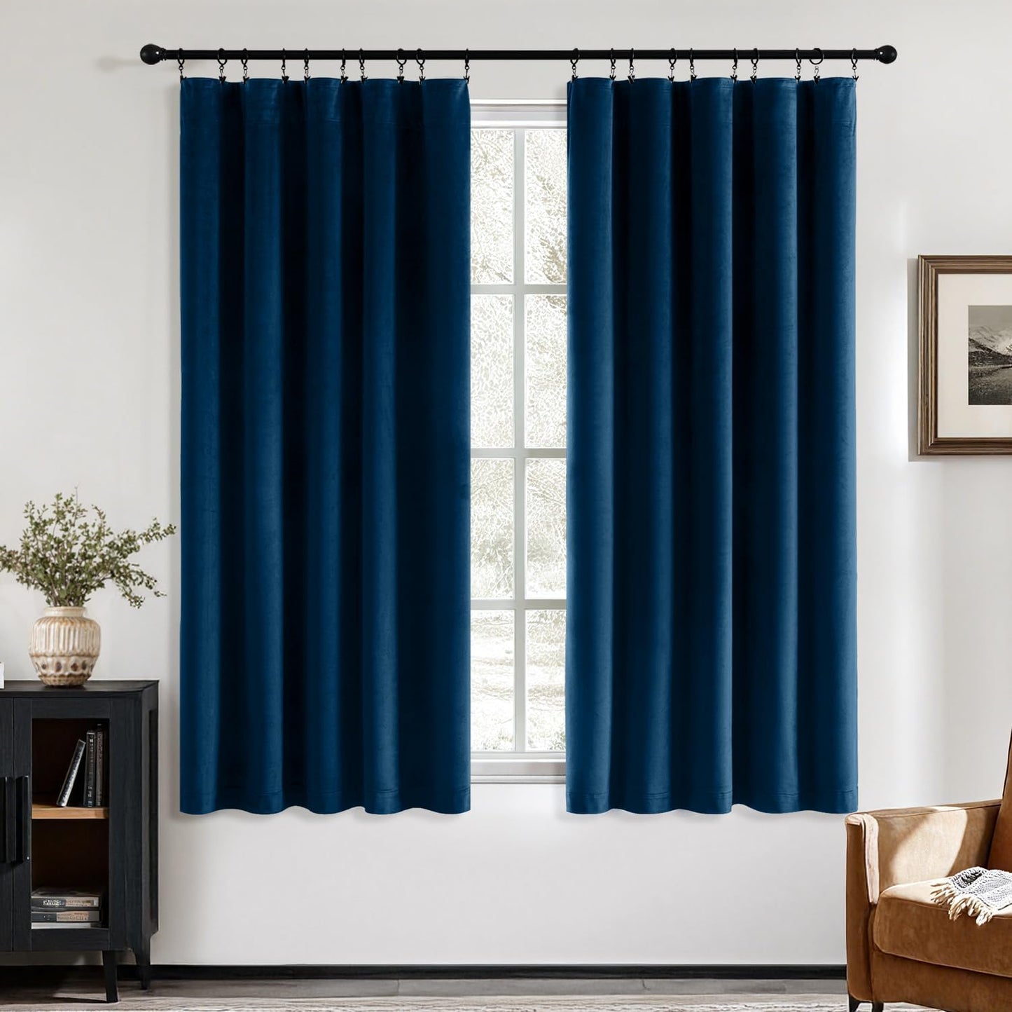 MIULEE Navy Blue Velvet Curtains for Bedroom and Living Room