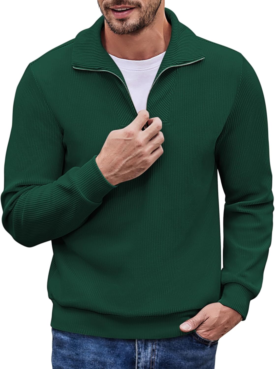 COOFANDY Men's Quarter Zip Pullover for Effortless Style
