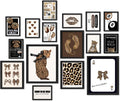 Framed Leopard Wall Art 16 PCS Gallery Set - Trendy Cheetah Prints