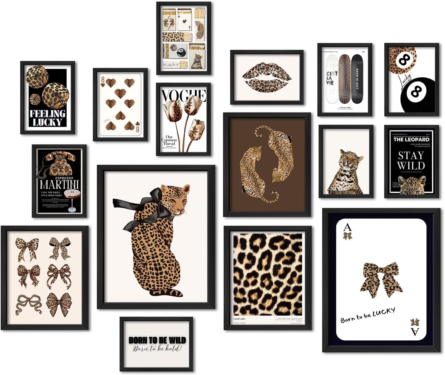 Framed Leopard Wall Art Decor Set for Trendy Home Aesthetic