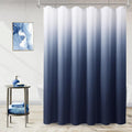 Navy Blue and White Ombre Shower Curtain Set 72 x 72 - Heavy Duty