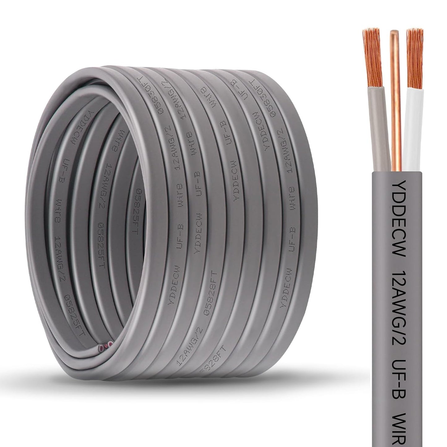 12/2 UF-B Wire for Direct Burial - 50FT 100% Pure Copper Cable