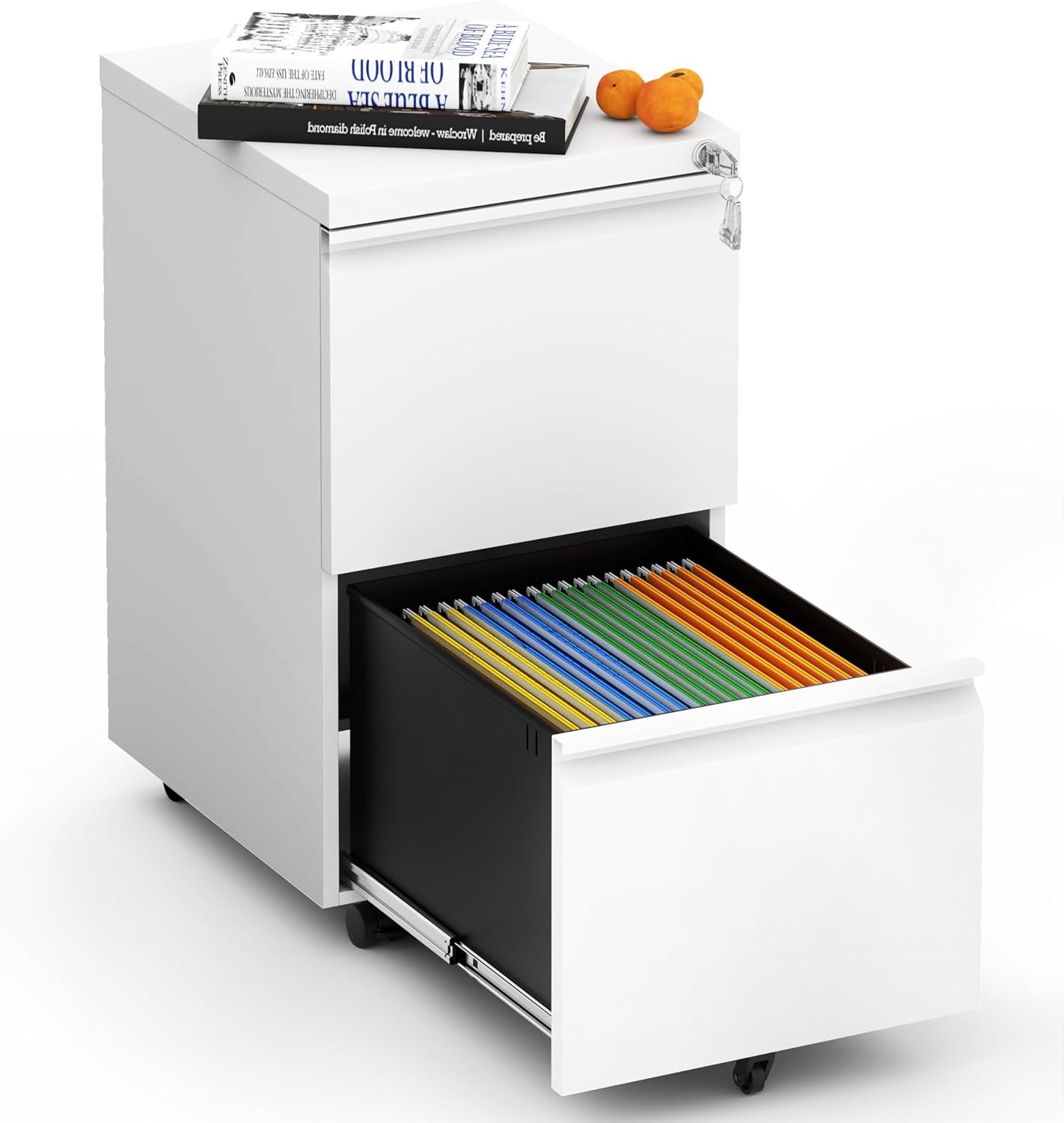 2 Drawer Mobile File Cabinet for Organized Home Office Storage