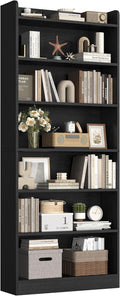 7-Tier Open Bookcase and Bookshelf - Slim Vertical Storage Solution