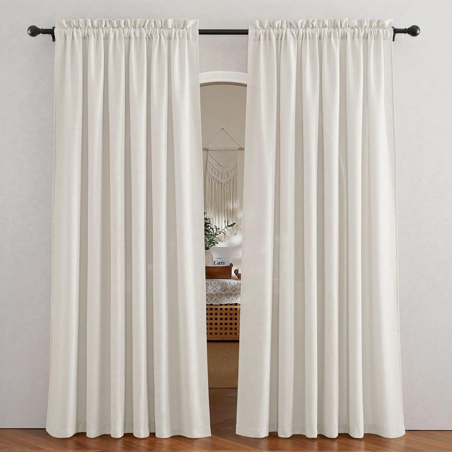 RYB HOME Linen Textured Sheer Curtains for Elegant Privacy