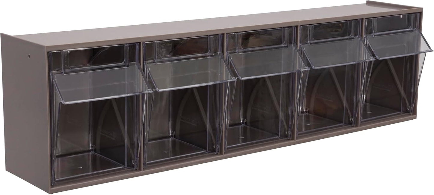 TiltView Plastic Storage Cabinet with 5 Tilt Out Bins for Organizing