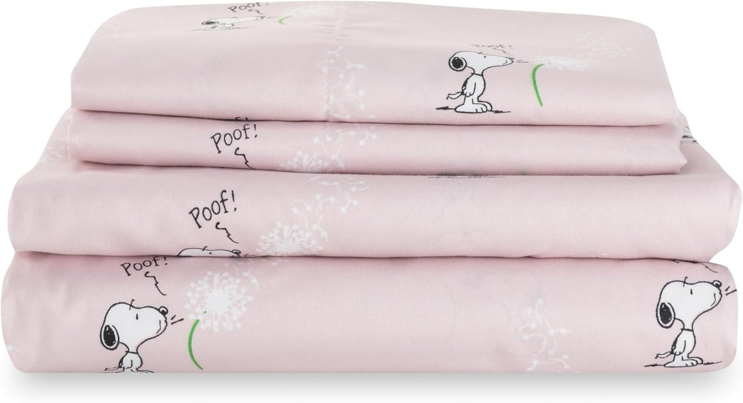 Peanuts Kids Sheet Set Queen Size with Snoopy Print for Comfort