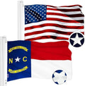 USA and North Carolina Flag Combo Pack 3x5 ft - Durable Embroidered