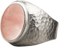 Natural Aventurine Crystal Ring Men's Hammered Sterling Silver - Bold