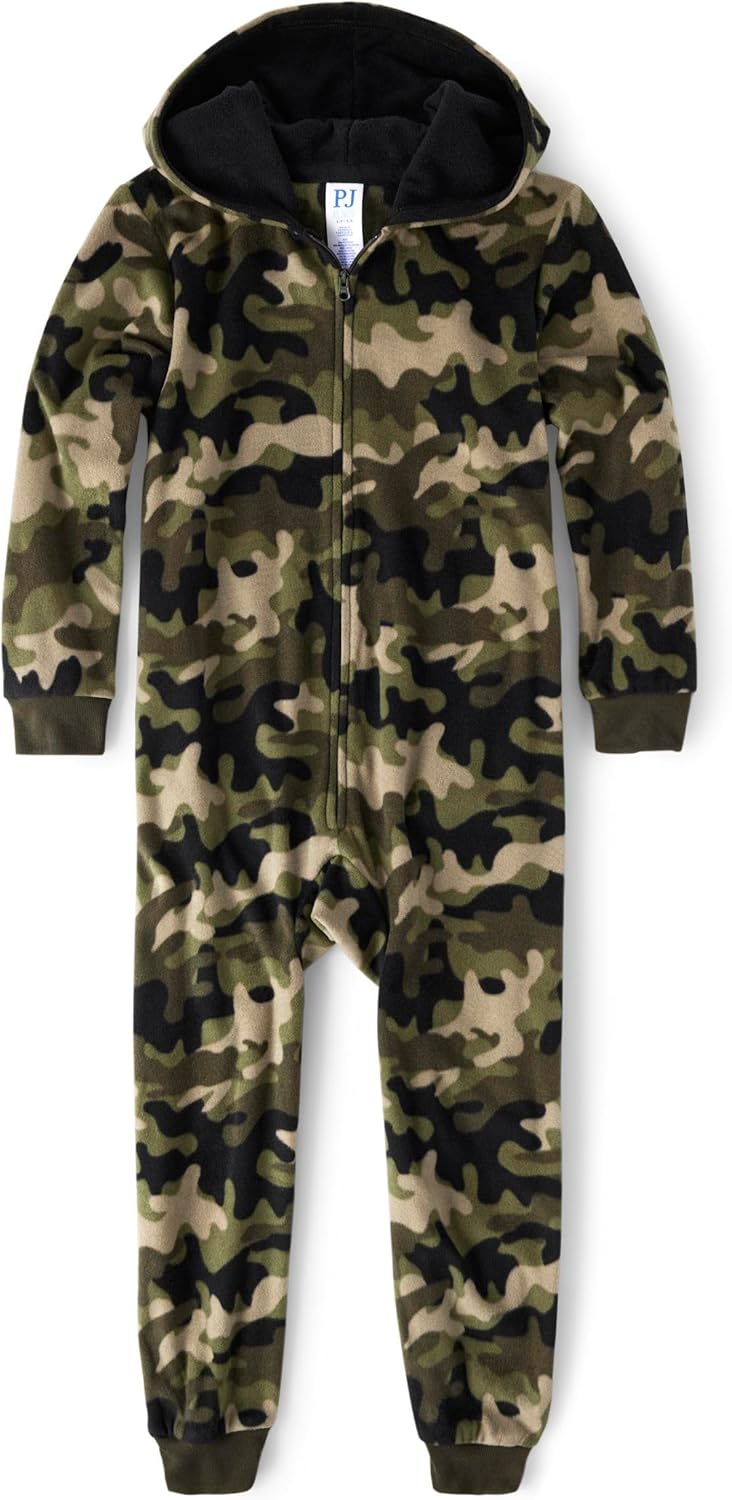 Boys' Long Sleeve Fleece Zip Up One Piece Pajama for Comfort