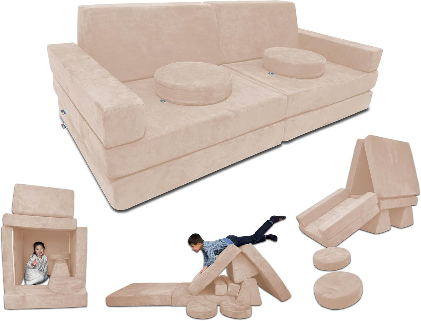 Mod Blox 10 Piece Soft Modular Kids Play Couch for Fun Adventures