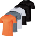 Mens Active Quick Dry Mesh Crew Neck T Shirts 5 Pack - Lightweight Fit