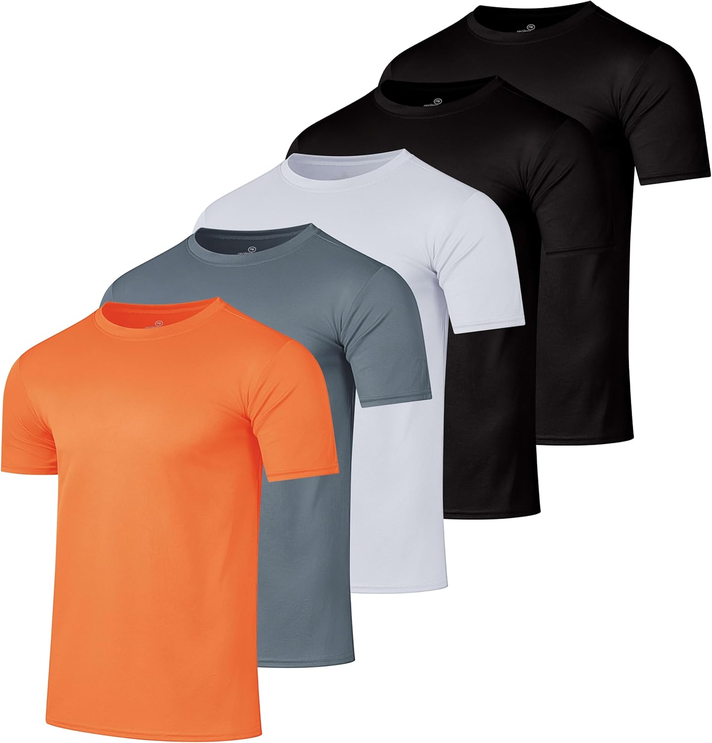 Real Essentials 5 Pack Mens Active Quick Dry Crew Neck T Shirts