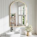 DUMOS Gold Metal Arch Vanity Rounded Rectangle Mirror 24x36 - Modern