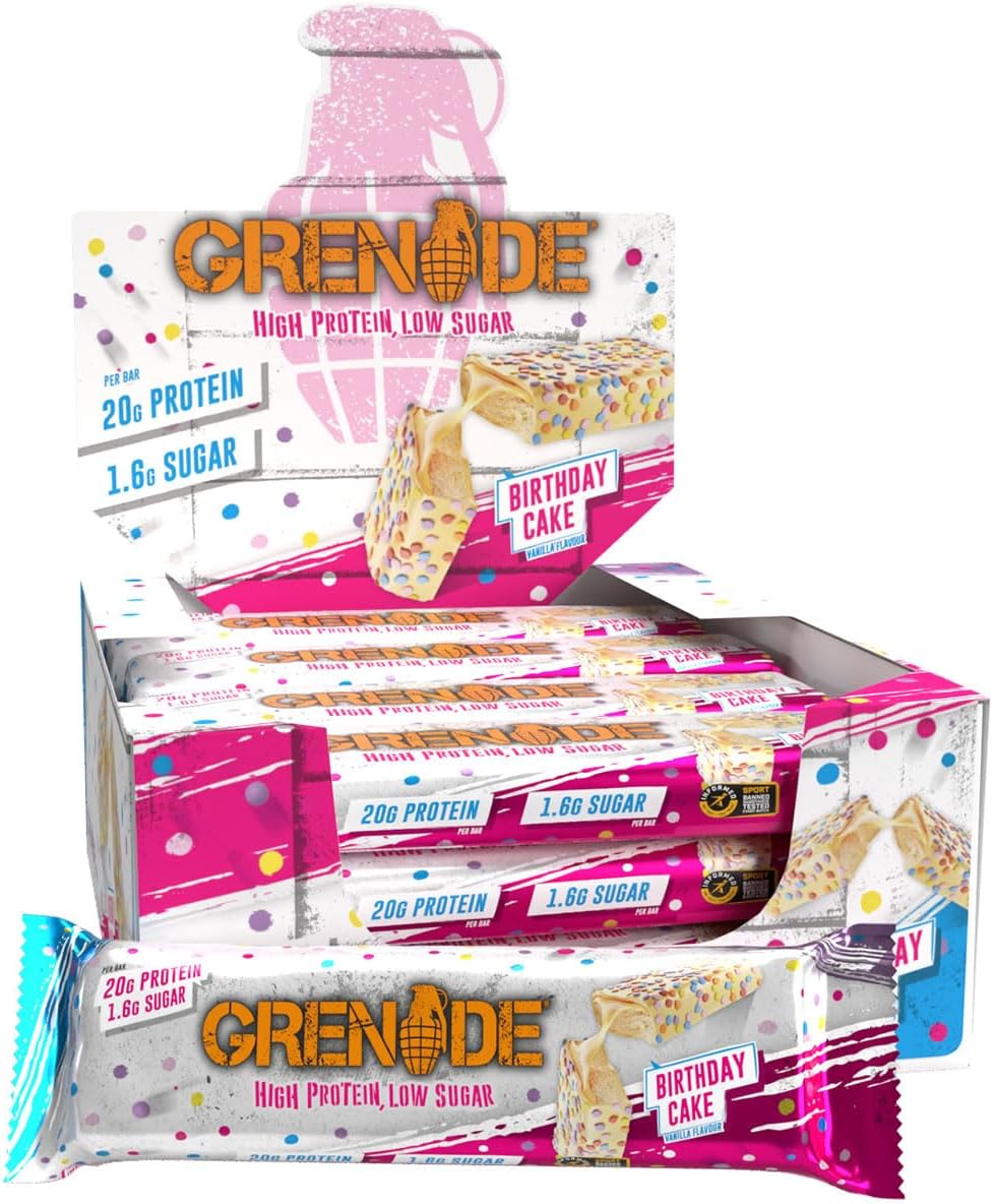 Grenade Carb Killa Birthday Cake Protein Bar - Low Sugar Snack
