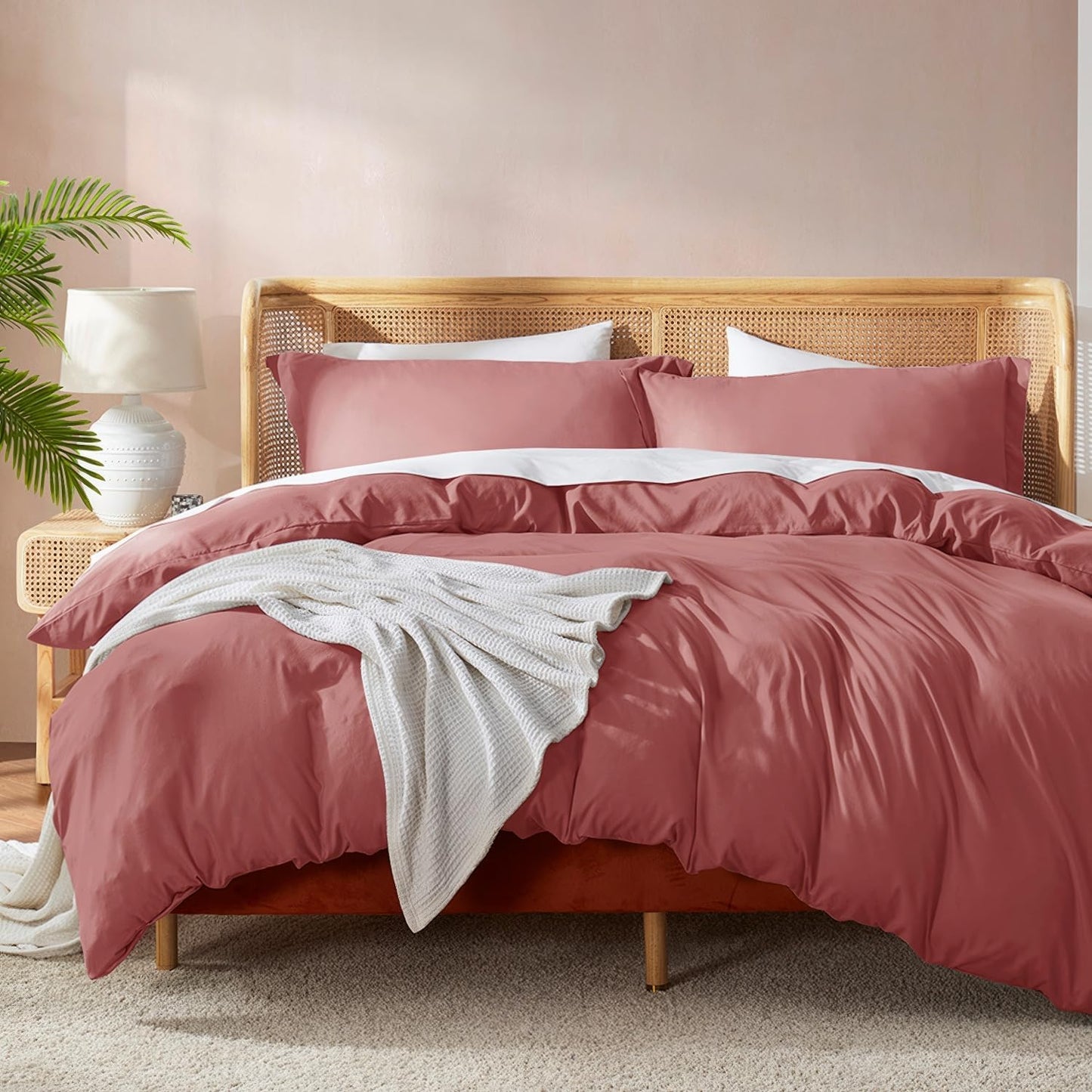 Nestl Pink Clay Duvet Cover Queen Size Set for Ultimate Comfort