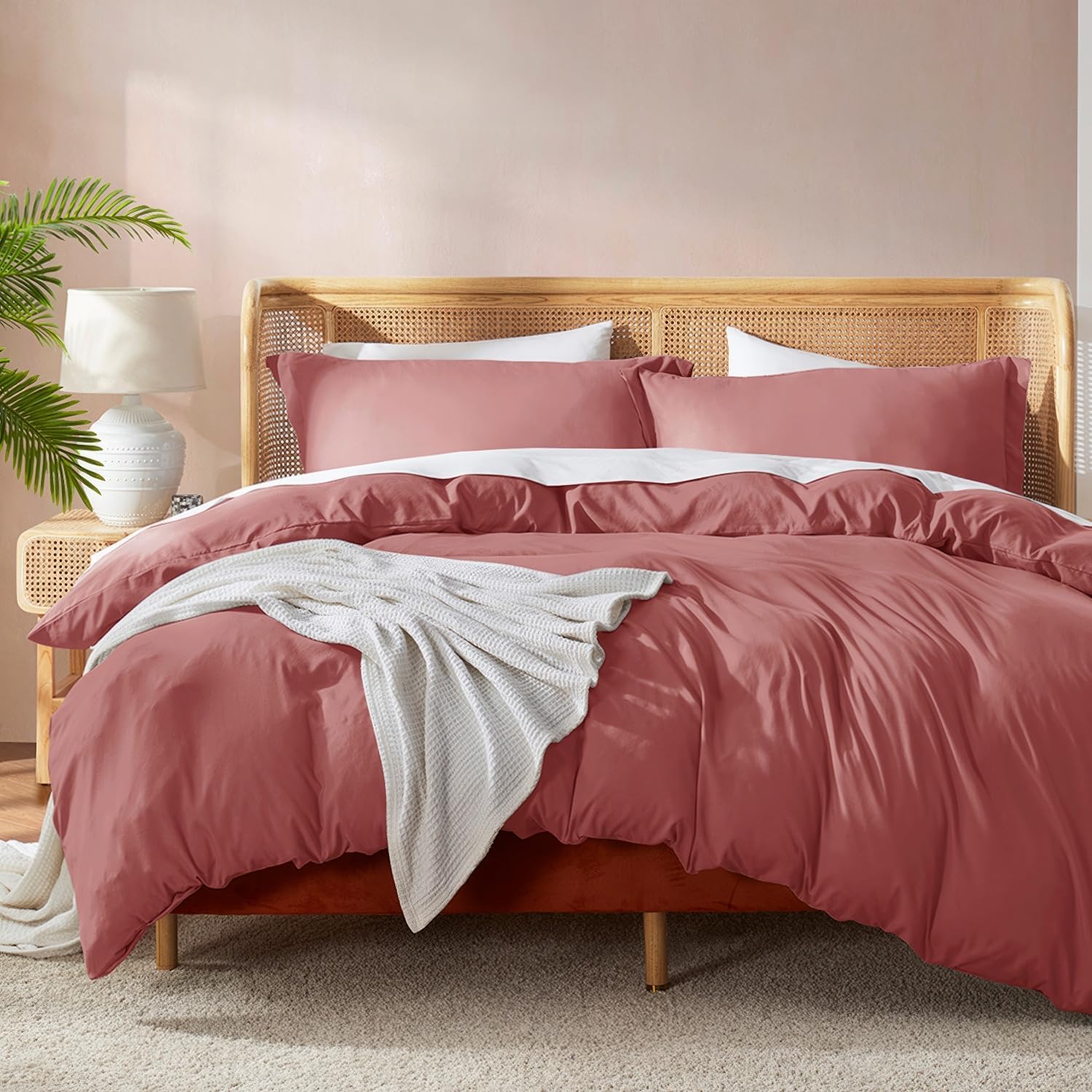 Nestl Pink Clay Duvet Cover Queen Size Set for Ultimate Comfort