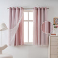 Pink Curtains for Girls Bedroom Blackout Double Layer Polka Dot - 63in