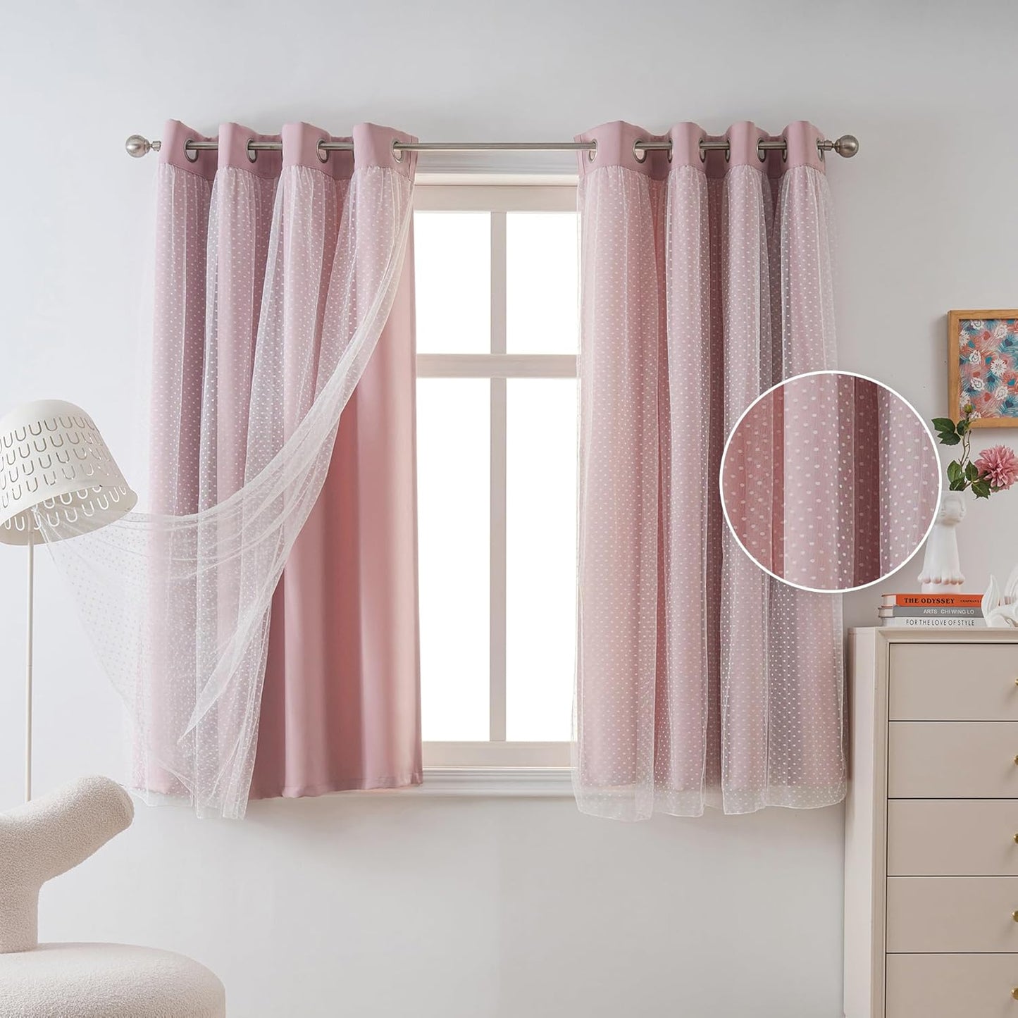 MYSKY HOME Pink Curtains for Girls Bedroom & Nursery Blackout