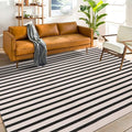 Black and White Striped Outdoor Area Rug 4x6 ft - Washable Cotton