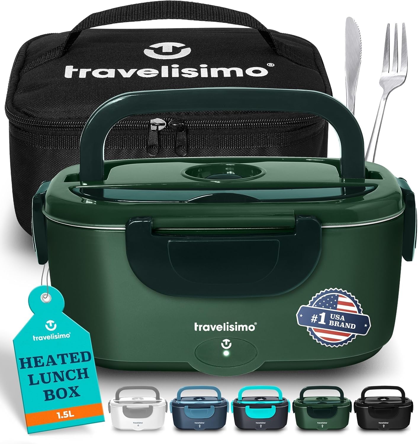 TRAVELISIMO Electric Lunch Box for Adults - 1.5L Food Warmer