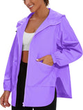 PESION Womens Waterproof Raincoat Lightweight Trench with Hood