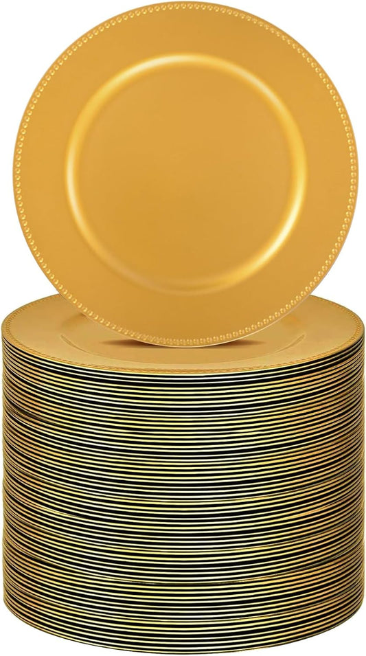 100 Gold Charger Plates: Elegant & Durable for Events