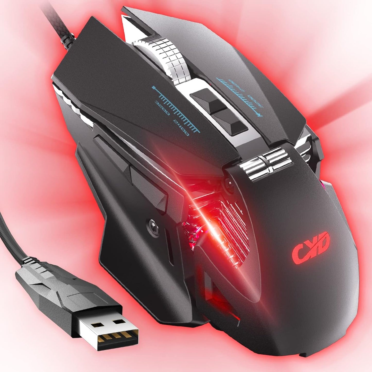 CYD C300 RGB Wired Gaming Mouse: 12800 DPI Precision
