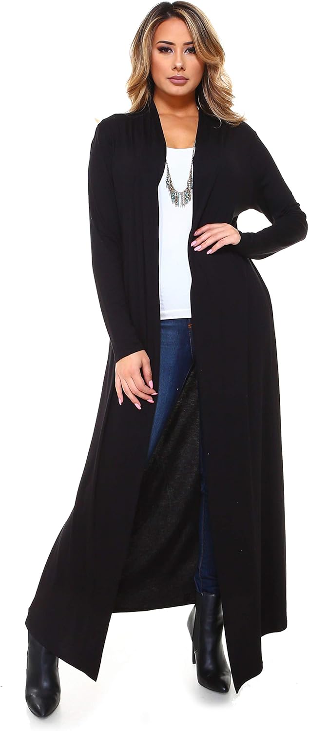 Isaac Liev Maxi Cardigan Duster Sweater for Women - Lightweight Style