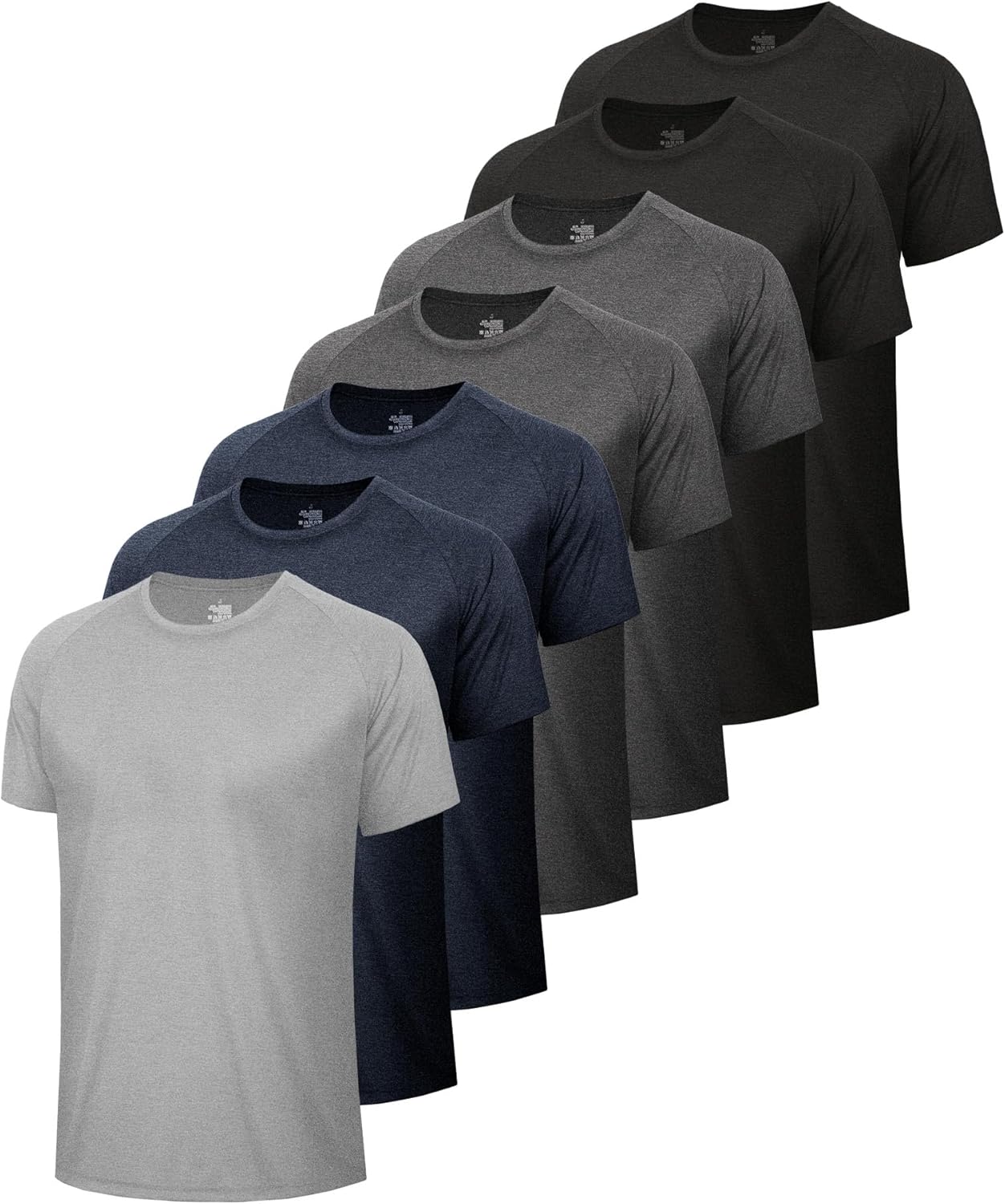 5 Pack Workout Shirts for Men - Quick Dry Moisture Wicking T-Shirts