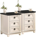 Farmhouse Nightstand Set of 2 with 3 Drawers for Stylish Storage