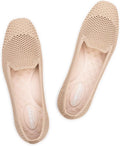 Women's Loafer Flats Square Toe Knit Slip On - Comfortable Work Shoes