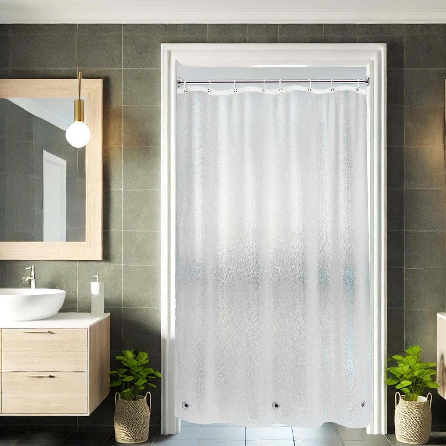 AooHome 48x72 Inch Water Repellent Shower Liner