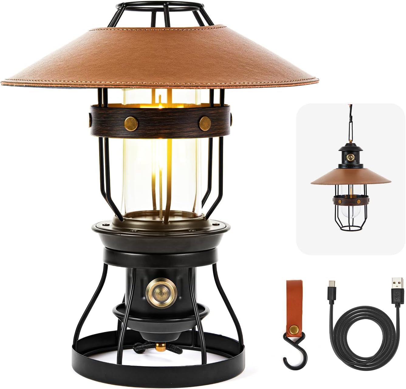 BAMWUAN Retro Lantern: 2-in-1 Dimmable Light