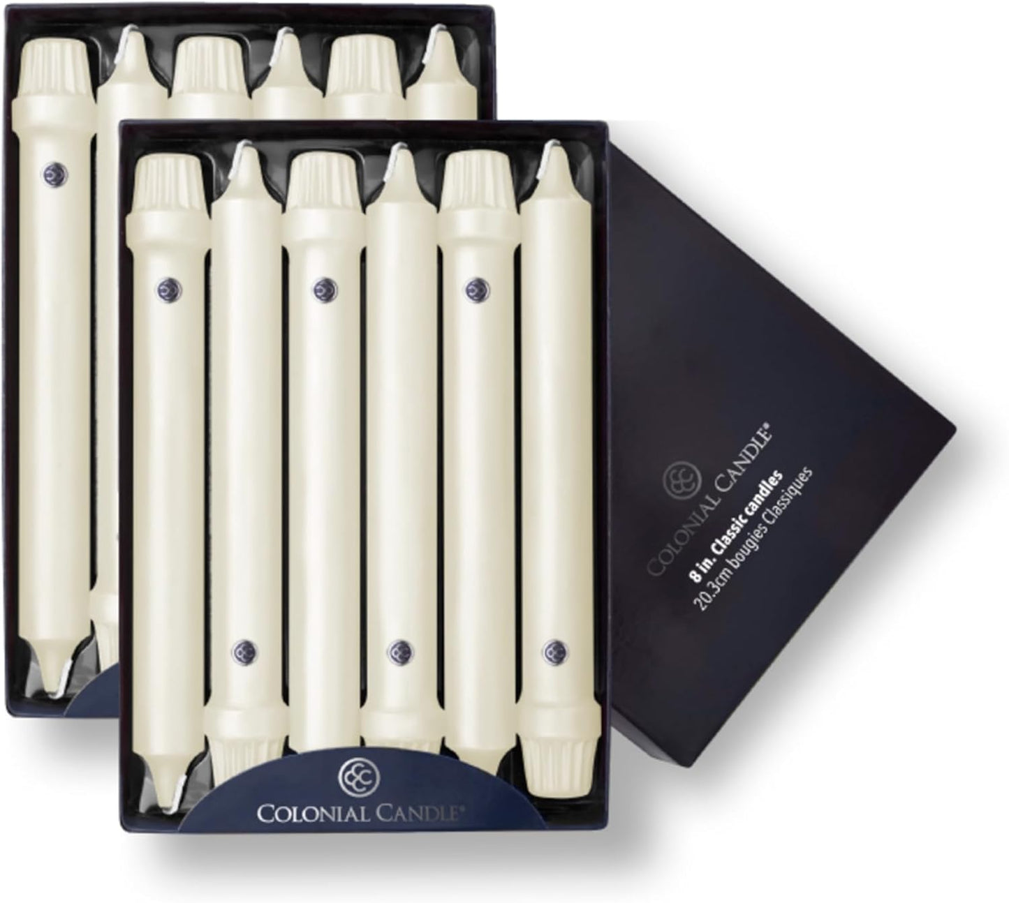 Elegant Ivory Taper Candles for Any Occasion - 8 In, Pack of 12